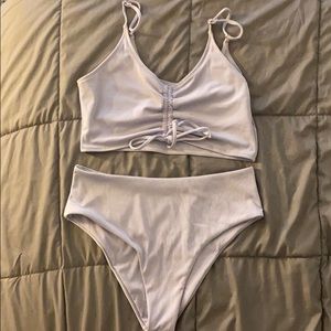 Zaful Lilac High Waisted Ribbed Bikini Set